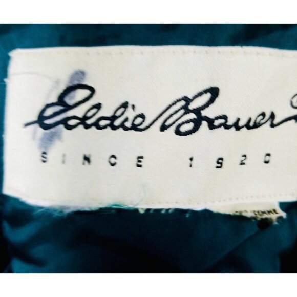 Eddie Bauer Vtg Green Goose Down Puffer Parka Coat w Wool Fur Lined Hood - Picture 5 of 6